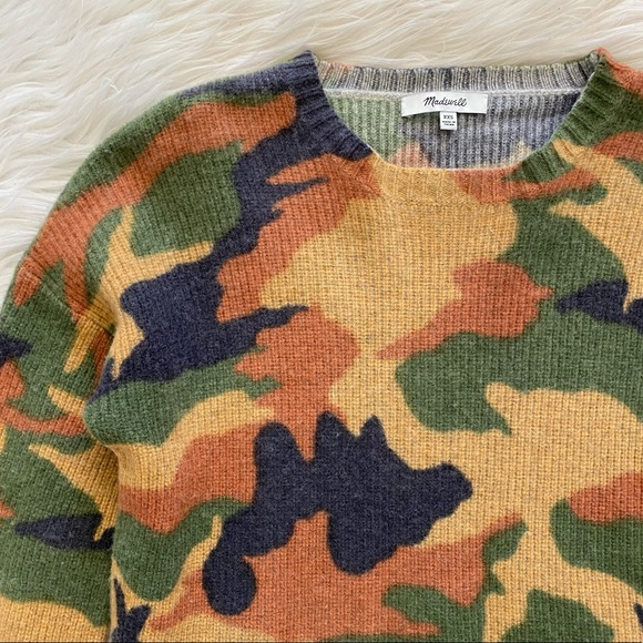Madewell Orange Camo Wide Sleeve Wool Sweater - Picture 3 of 9